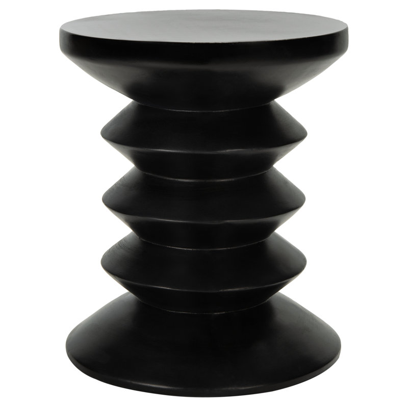 Catrece Outdoor Concrete Accent Stool, Black