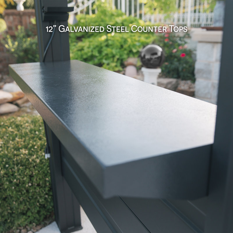Rockport Black Steel Grill Gazebo with Insulated Roof