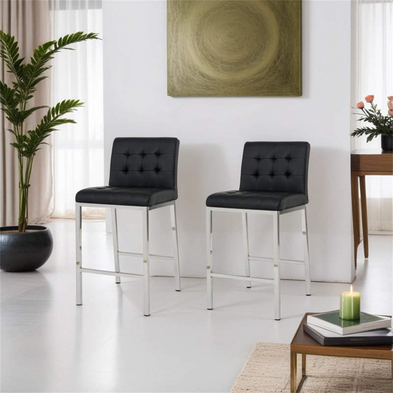 Tabouret de comptoir 24 po Ifenna, Similicuir noir