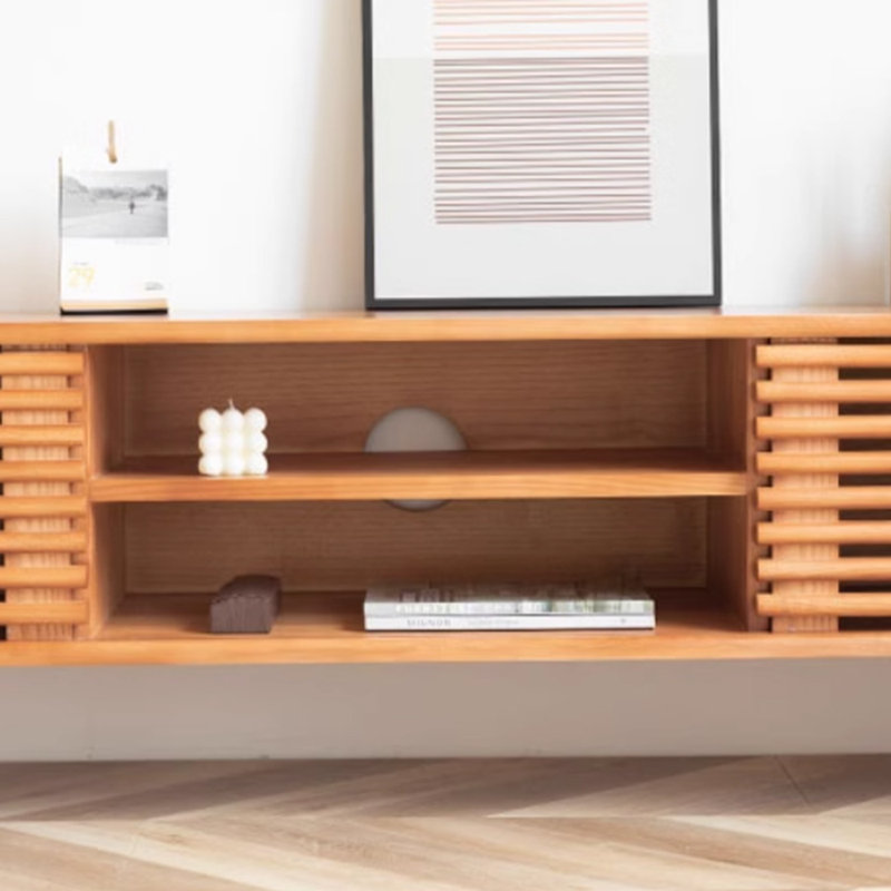Meuble télé en bois massif rétro, Bois robuste, 70.86"
