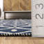 Bleu coton/Ivoire Tapis décoratif tissé à plat à la main à motif géométrique Lauber-1442408543
