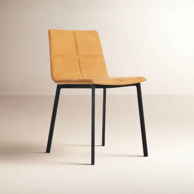 Between Us Leather Dining Chair, Camel Genuine Leather