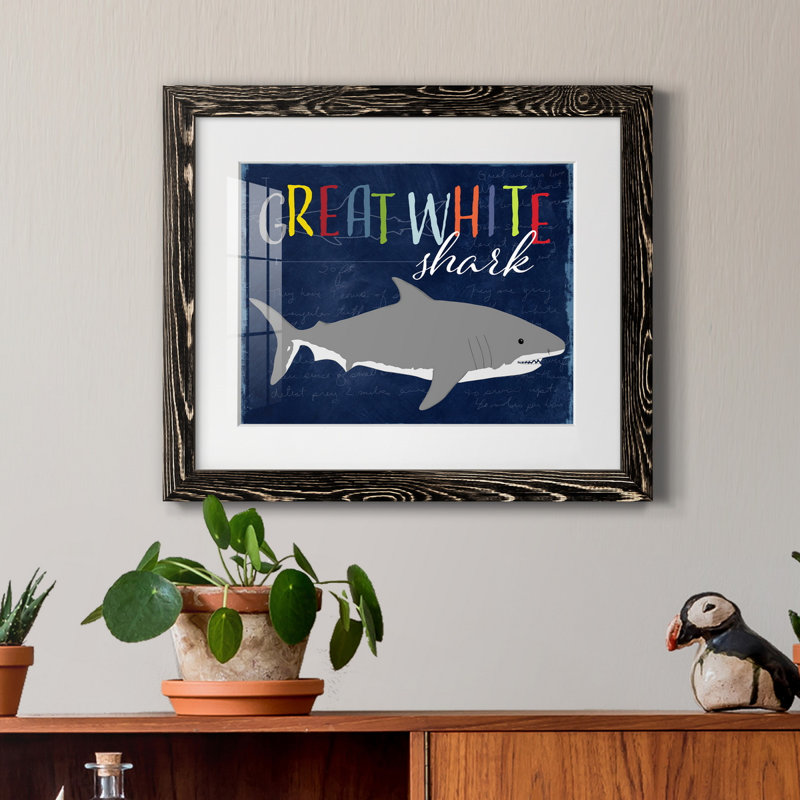Great White - reproduction de cadre photo sur papier, H 24 po x l 18 po x P 1,5 po, Papier encadré noir
