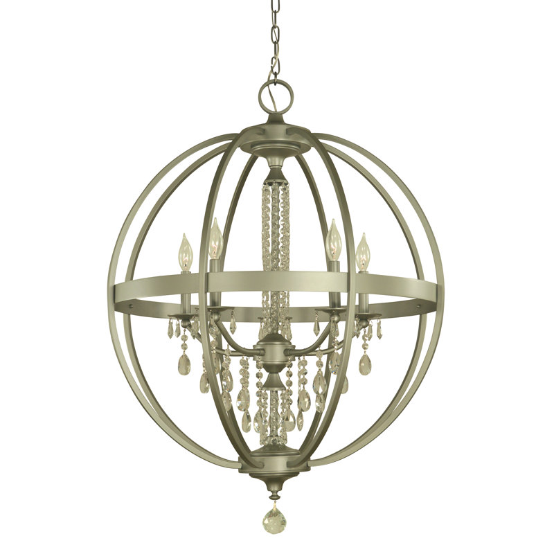 Lustre 5 lumières Olivia By Framburg, Étain satiné