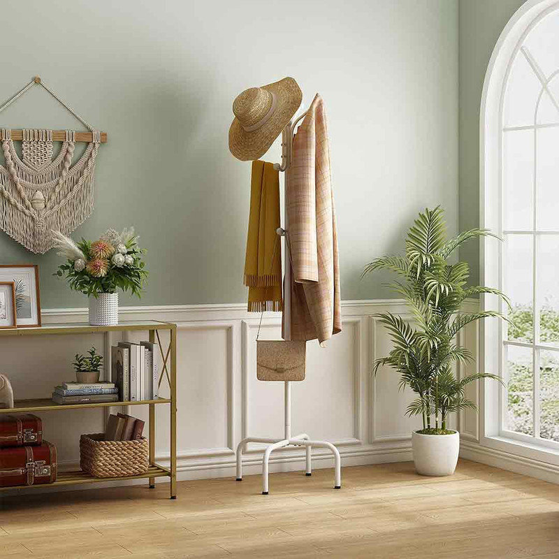 Akeeb Metal Freestanding 12 - Hook Coat Rack, White