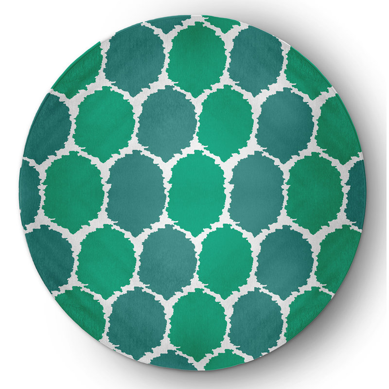 Chenille Geometric Indoor Rug, Round 5'
