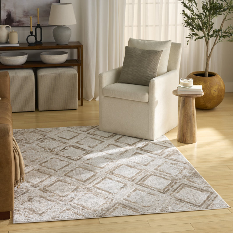 Leuchte 4' x 6' Ivory Taupe Modern Indoor Rug, Rectangle 4' x 6'
