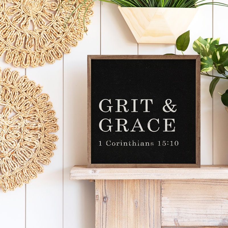 Grit And Grace 1 Corinthians 15 10 - noir, L 8 po x H 8 po