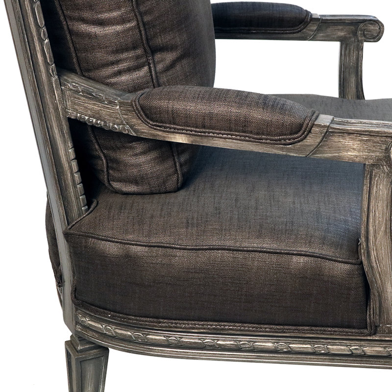 Fauteuil de 35 po de large Solim, Polyester gris, Gris