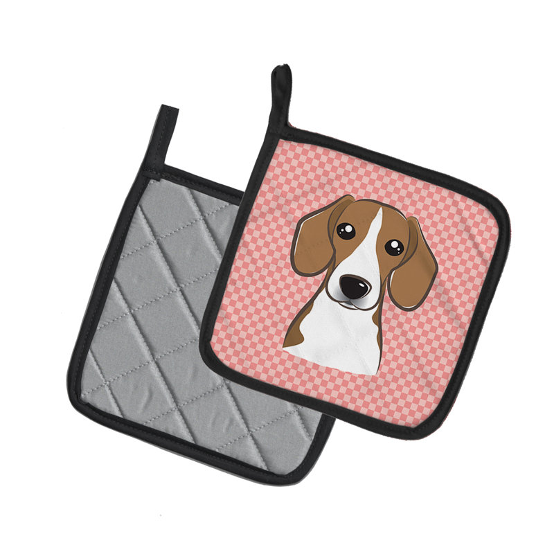 Cuisinier poignée beagle caroline trésors Checkerboard, Rose