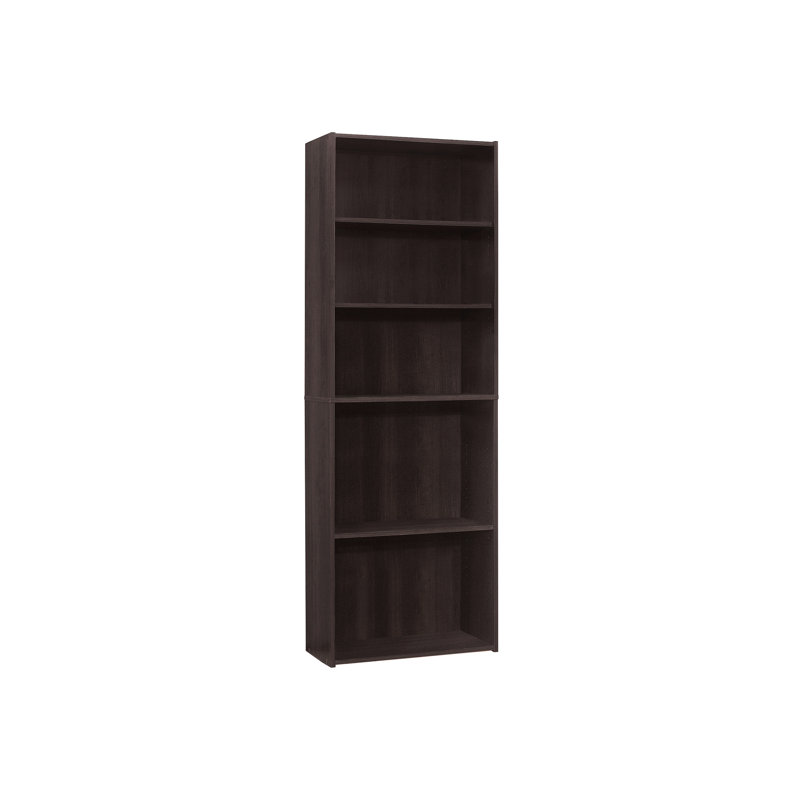 6 Tier Bookcase For Office & Bedroom, 72" Height, Brown Laminate Finish, Transitional Design, 3 Adjustable Shelves And 2 Fixed, Space Saving, Elegant , Tipping Hardware Extra Security, Assembly