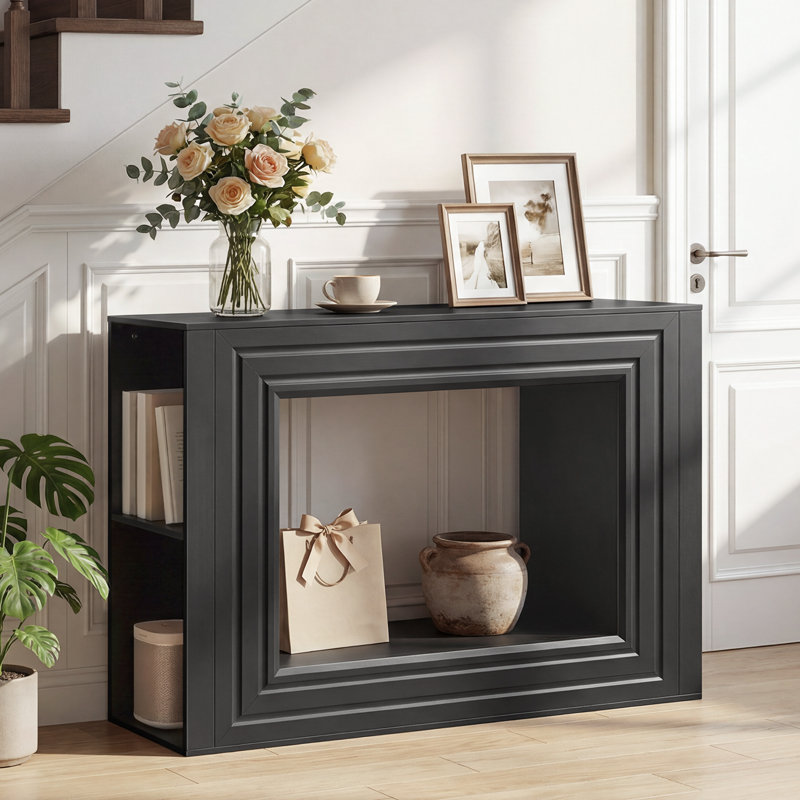 Console 47,2 po avec tablettes réglables, table d'entrée avec rangement, Noir