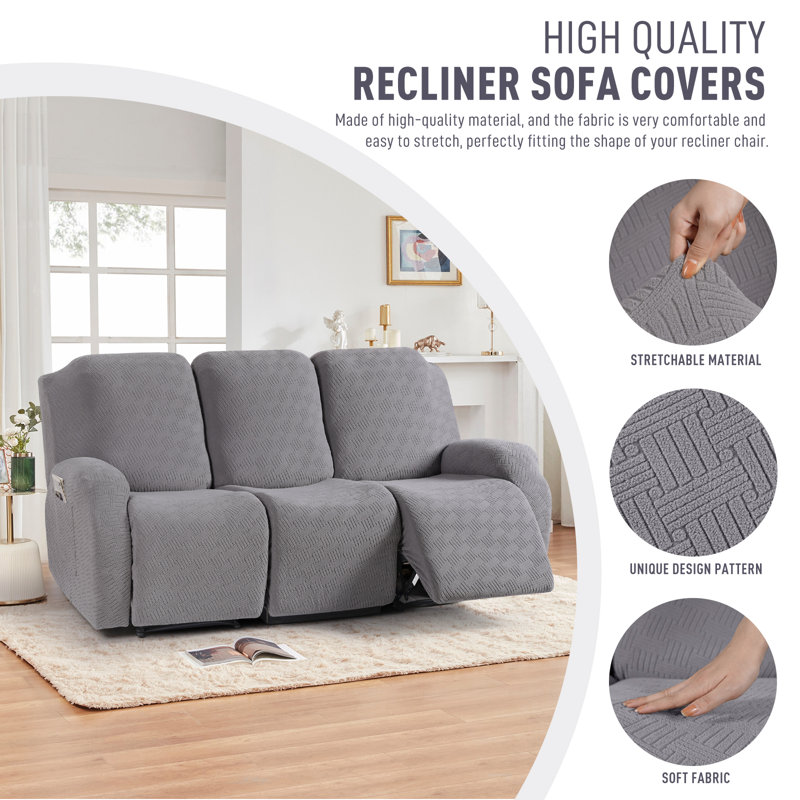 Couvre-fauteuil inclinable avec coussins élastiques pour enfants 3 pièces Wald, Gris clair