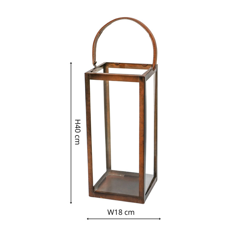 Metal Floor Lantern, 40cm H x 18cm W x 18cm D
