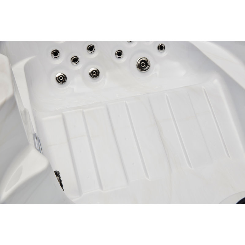 Gray Acrylic 4-Person Rectangle Hot Tub with 39 Jets