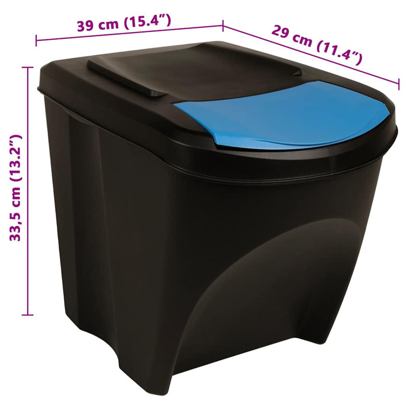 vidaXL Stackable Garbage Bin Boxes Anthracite 19.8 gal Polypropylene