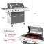 Barbecue au gaz Royal Gourmet à 5 brûleurs avec brûleur Sear et brûleur latéral, barbecue au gaz 64 000 BTU, gris