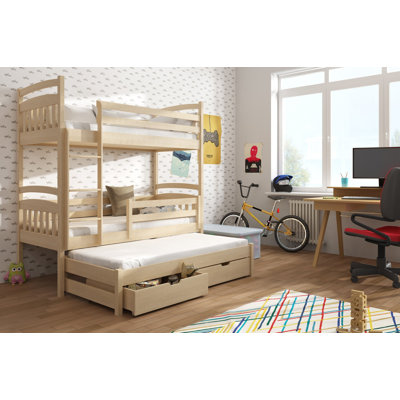 Mccaffery Single (3') 2 Drawer High Sleeper Bunk Bed with Trundle