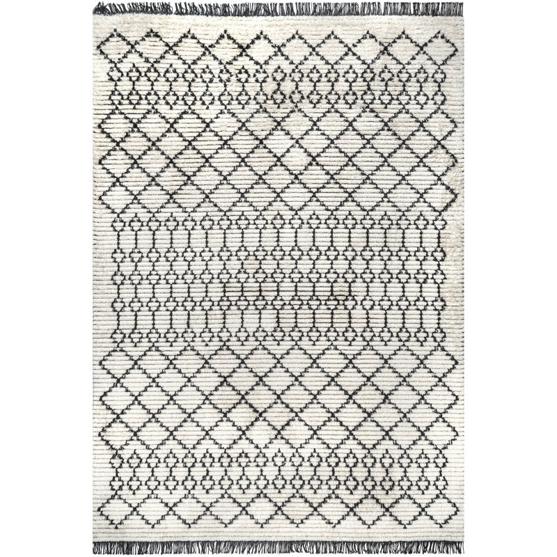 Tapis géométrique beige / noir Kalylah, Rectangle 6 pi 7 po x 9 pi 2 po