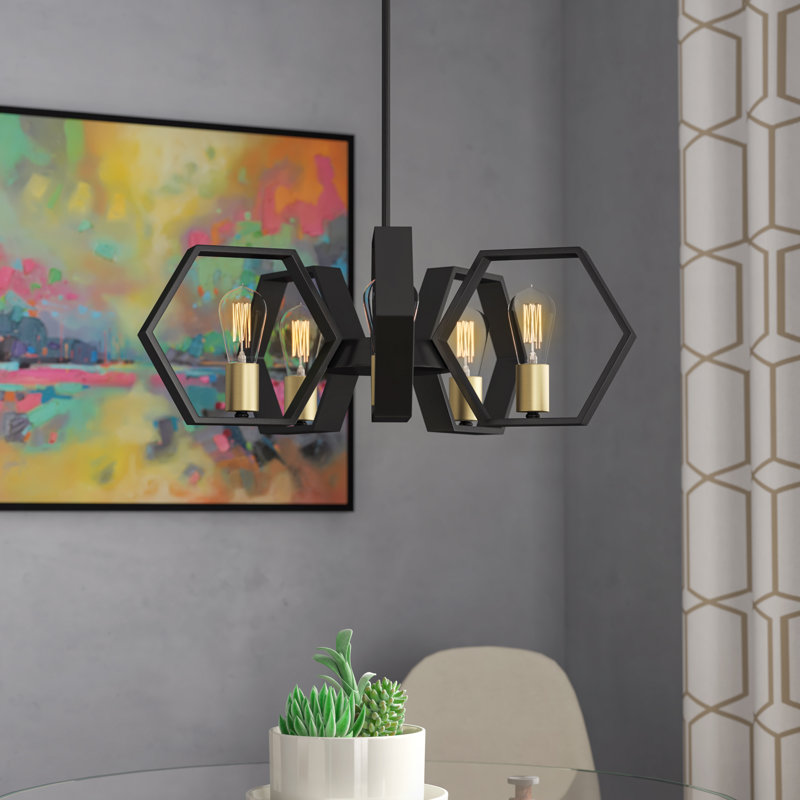 Lustre géométrique à 5 lumières de style bougie Diara