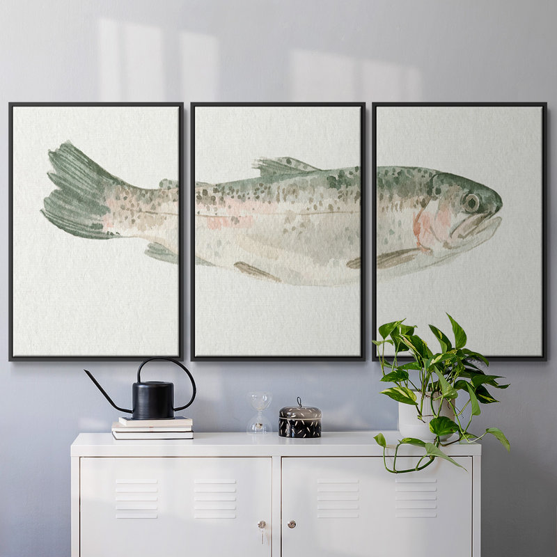 Fresh Catch III, reproduction sur toile 3 pièces, Noir, H 40 po x l 78 po x P 2 po