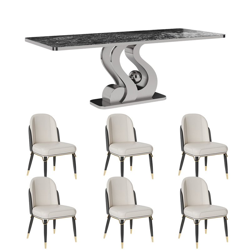 Italian style rectangular home dining table sets, 29.5"H x 63"L x 31.5"W