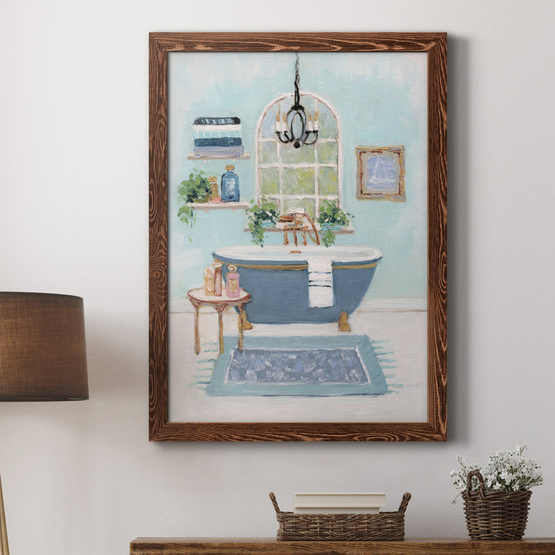 «Blue Bath I», peinture sur toile encadrée, H 20 po x l 17 po x P 1,5 po, Érable