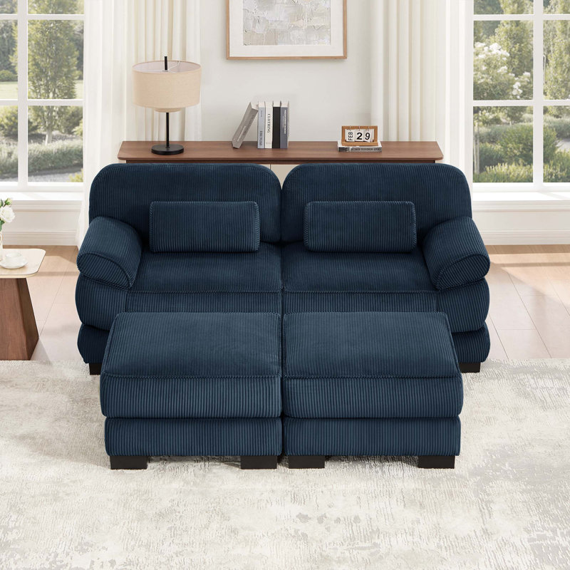 " Corduroy Sofa, L 76,4 po, Velours côtelé bleu