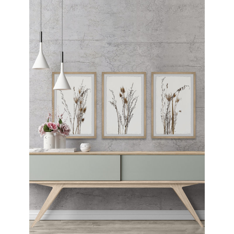 Triptyque brun, H 30 po x l 20 po