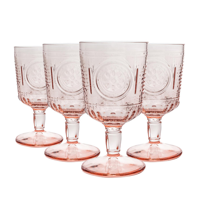 Romantic Wine Glasses, Pink, 12