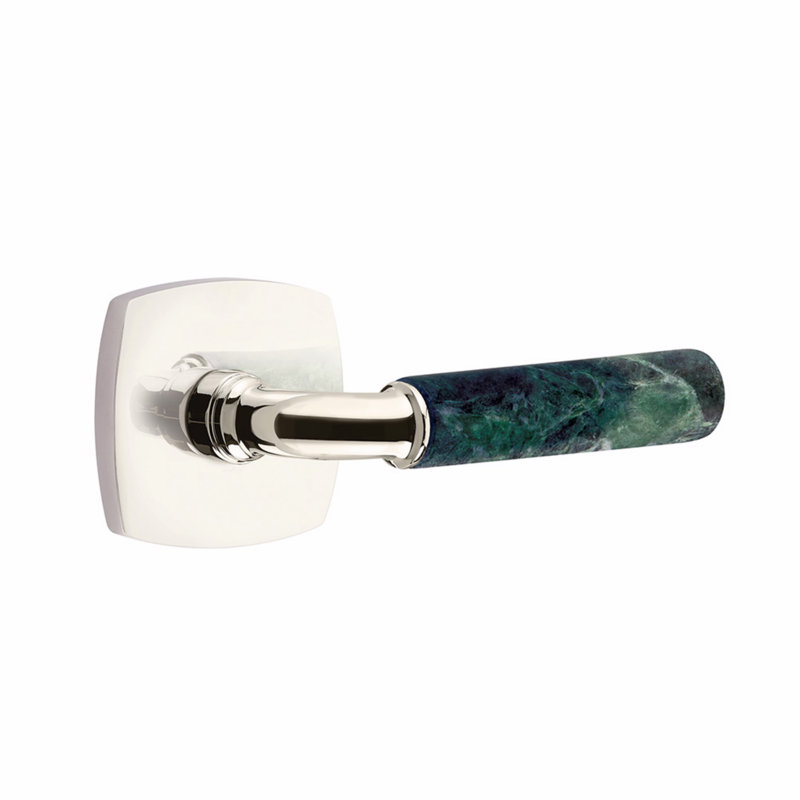 Select Round Passage (Hall & Closet) Door Lever with Square Rosette, Polished Nickel, Left