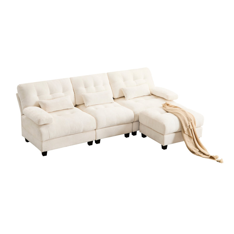 3+1 Seating And , 93-Inch Design, 4 Adjustable Backrests, 350Lb Weight Limit Per Seat, Beige Chenille, 3 Throw Pillows , 4 Adjustment, Capacity, Chenille Upholstery, Decorative