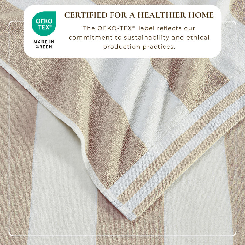 100% Cotton Cabana Stripe Oversized Beach Towels, Oatmeal/White