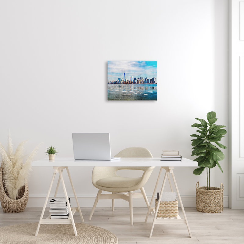 Distant New York City Skyline Buildings by Kim Curinga - Wrapped Canvas Print, 16" H x 20" W x 1.5" D