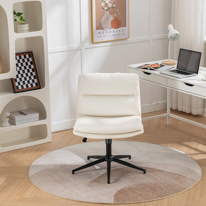 Fauteuil de bureau / de coiffeuse / siège large / pivotant réglable Bizerte, blanc, Blanc
