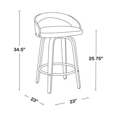 Fixed-Height Counter Stool with Swivel in Whitewashed Wood and White Faux Leather with Round Black Metal Footrest - Set of 2