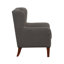 Fauteuil à oreilles classique avec dossier capitonné, revêtement gris foncé et pieds en bois massif-134542007