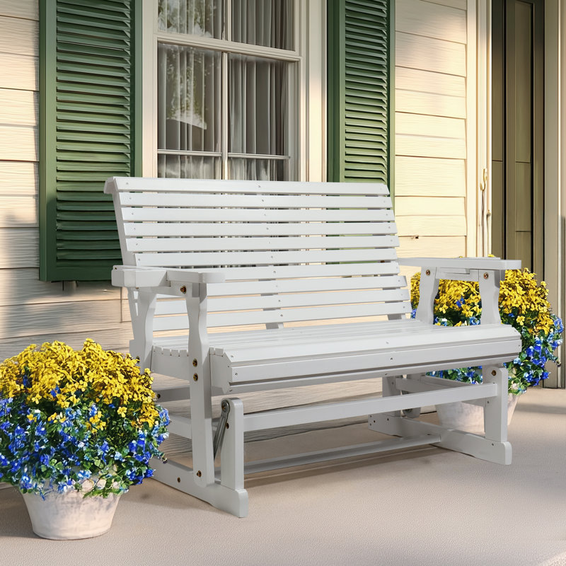 Fauteuil coulissant pour deux personnes en bois massif, White