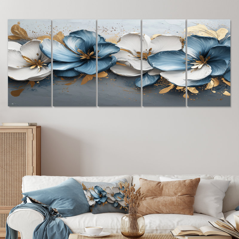 Beatley - Tulips Wall Art - ensemble d'art mural traditionnel 5 pièces, H 28 po x l 60 po