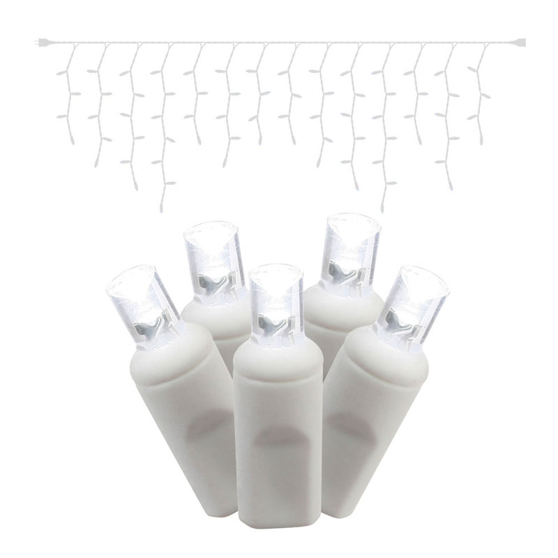 LED Single Mold Wide Angle Icicle Christmas light Set, Pure White