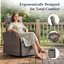 Chaise pivotante d'extérieur en osier avec dossier et repose-pieds réglables, rotation à 360 °, coussin épais et plateau latéral rabattable-129755898