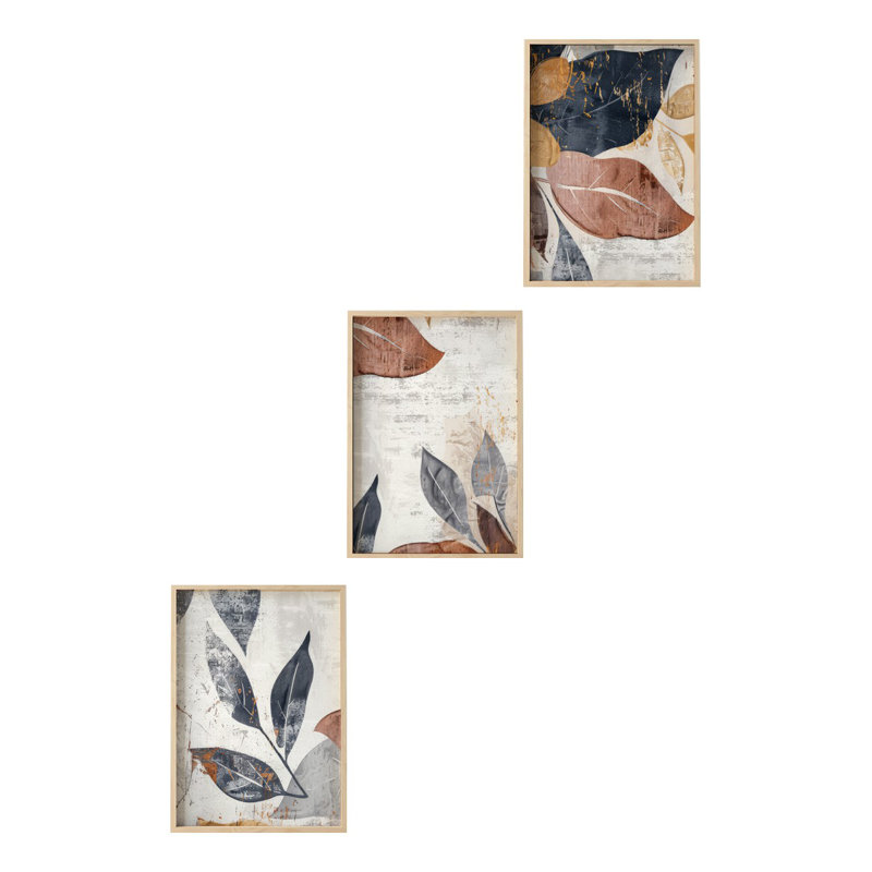 Élégantes peintures décoratives en panneau de fibres à densité moyenne (3 pièces), 13,8 x 19,7 pouces | 100% panneau de fibres à densité moyenne avec une épaisseur de 3 mm, cadres en bois massif avec une épaisseur de 1,0 pouce | Parfait pour le salon, la chambre à coucher et le bureau, design élégant et moderne