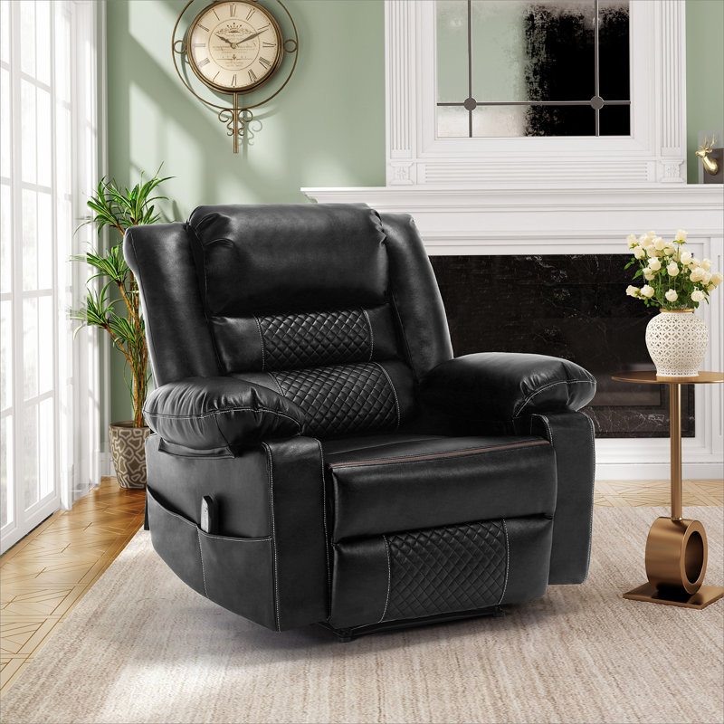 Fauteuil inclinable de massage en cuir respirant, Similicuir noir