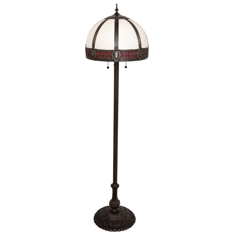 Gothic Charm 62'' Mahogany Bronze Floor Lamp with Ruby White Glass