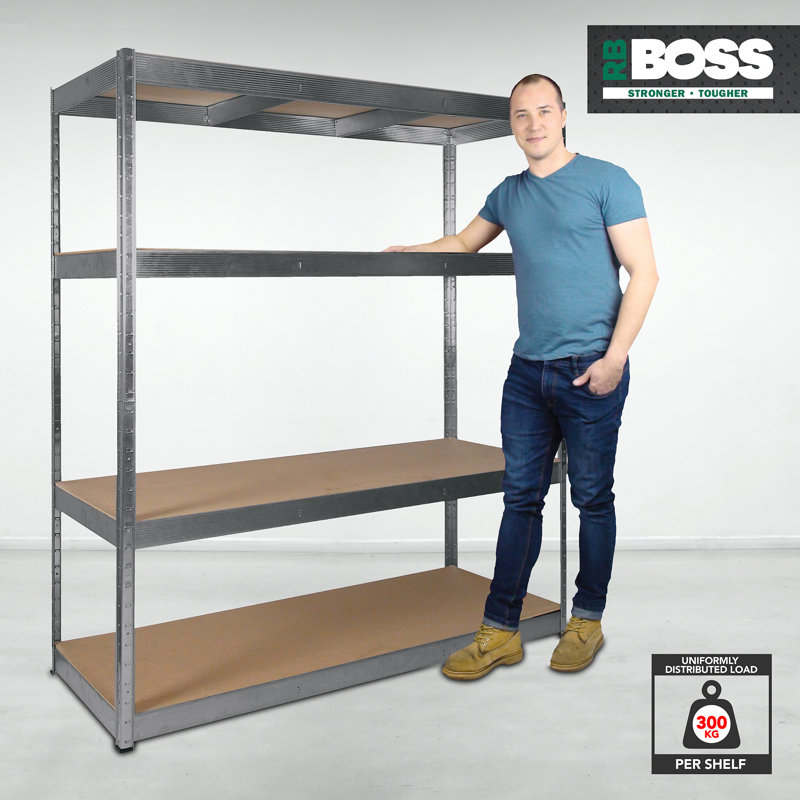 Larue Metal Shelving Unit, Dark Silver, 180cm H x 160cm W x 60cm D