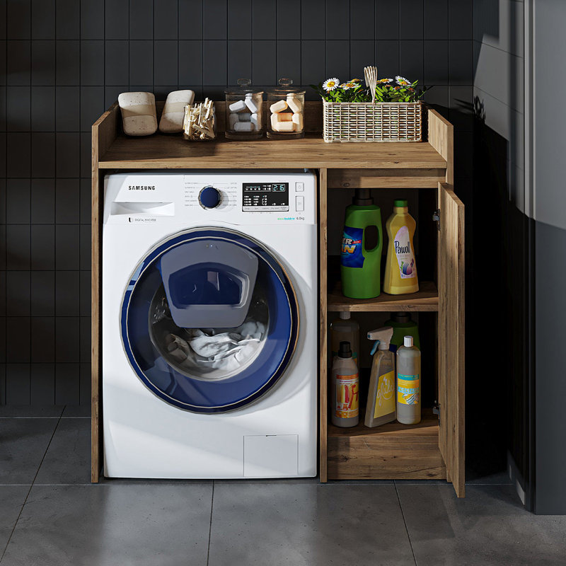 Derin Washing Machine Cabinet with Cupboard, 100 cm, Oak