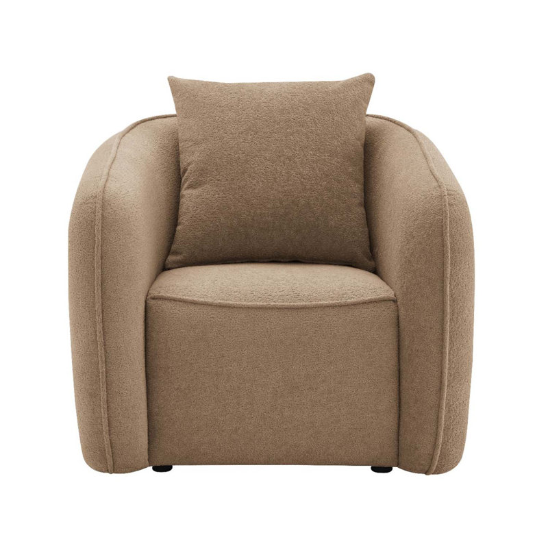 Chaise Keith avec coussin, chenille brune, Brun