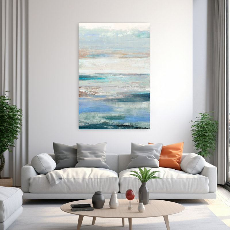Vagues abstraites sereines, art côtier contemporain, H 60 po x l 40 po
