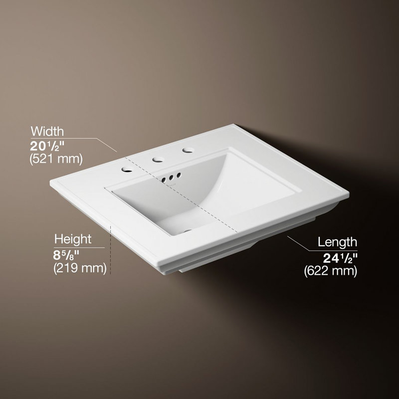 Memoirs® Stately 24" Console Bathroom Sink with Overflow, White, 8'' Centers
