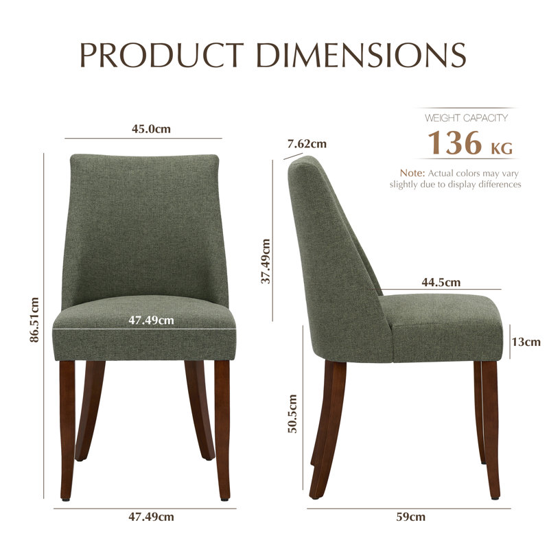 Parsons Upholstered Dining Chair Solid Wood Side Chair - Comfort & Style for Modern Homes, Green